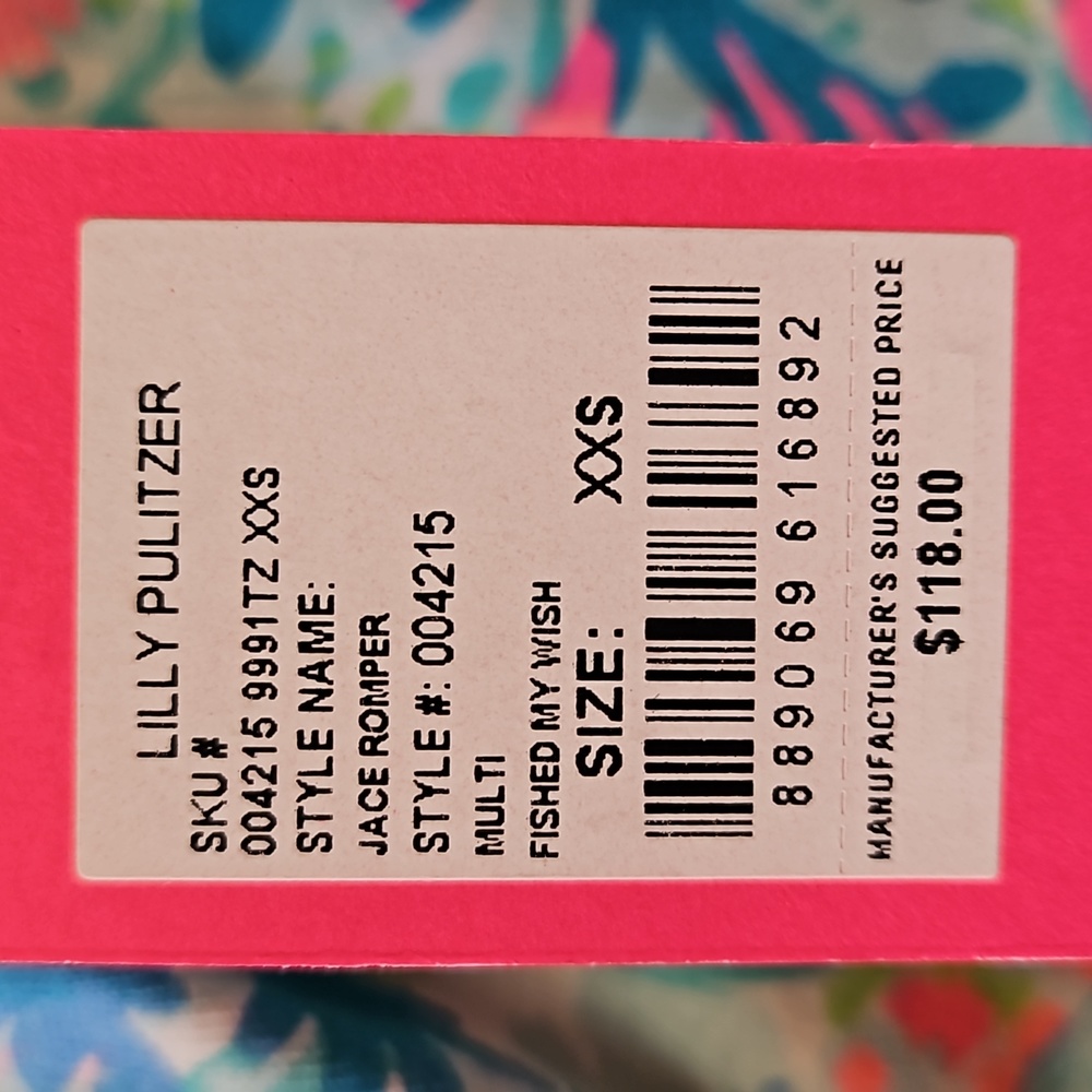 Strapless Lilly Pulitzer Fished My Wish romper, size XXS, $100, never worn - Picture 3 of 3